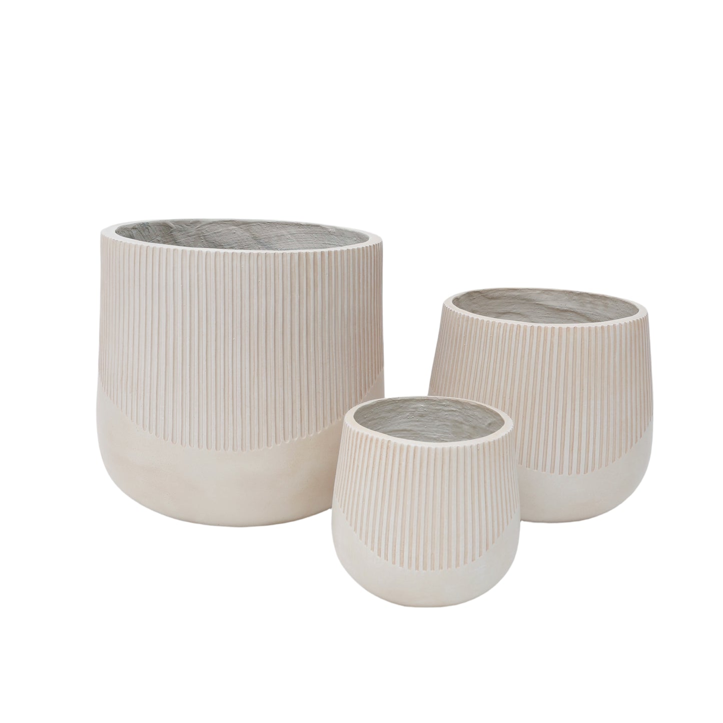 Large Outdoor Indoor Planter, Round Magnesium set of 3