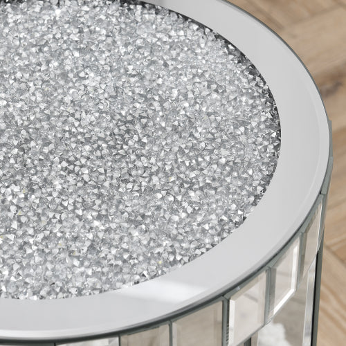 Crystal Inlaid Mirror Round Table