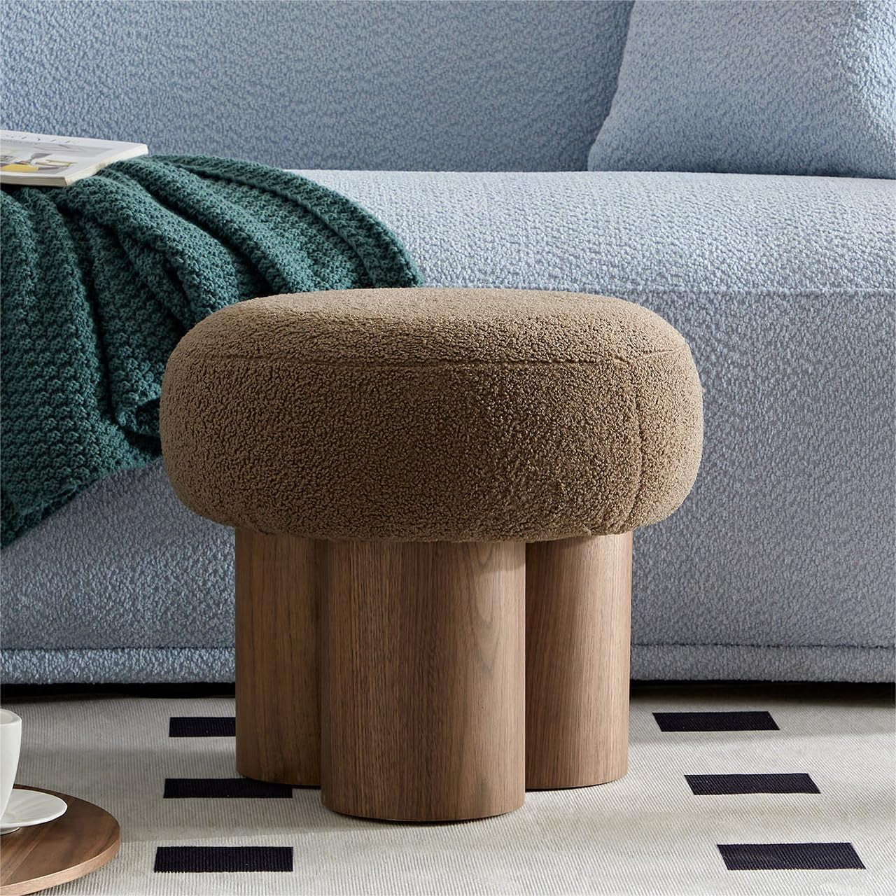 Brown Mushroom Stool Ottoman Footrest 16.54 Inches