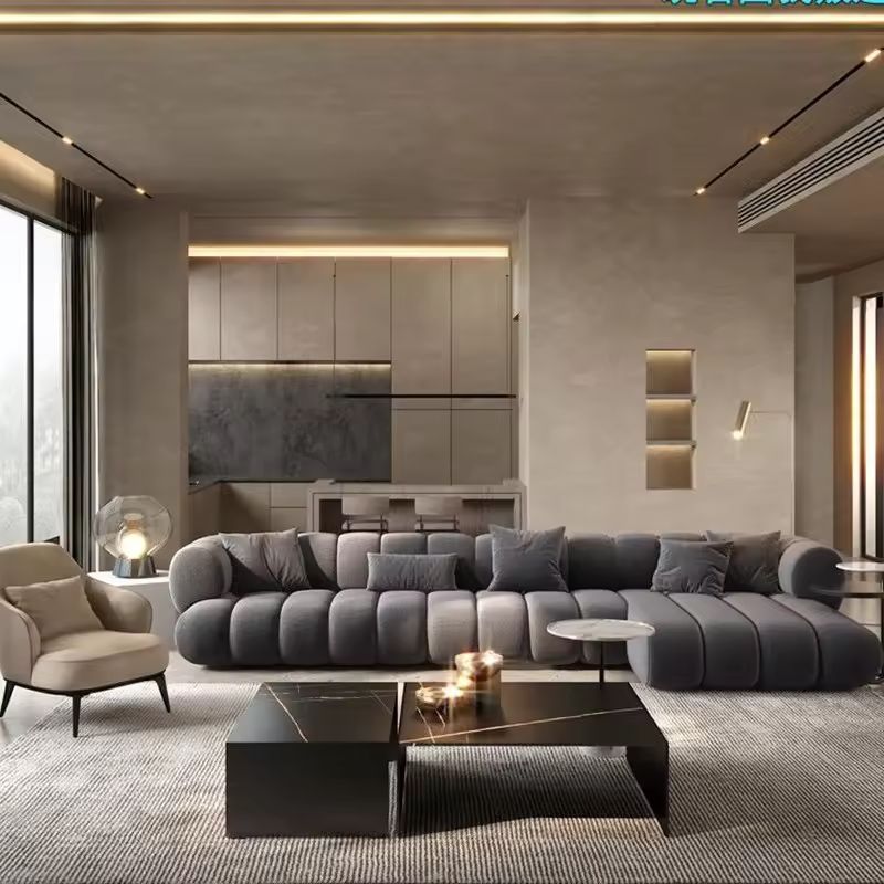 Large Velvet L Shape Corner Living Room Modular Sectional Sofa Couch Set