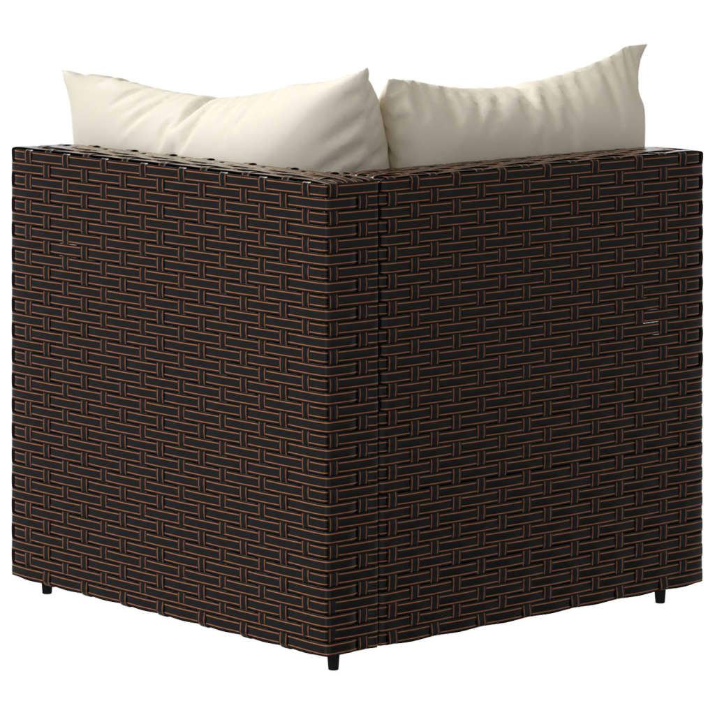 Patio Sofas with Cushions 2 pcs Brown Poly Rattan