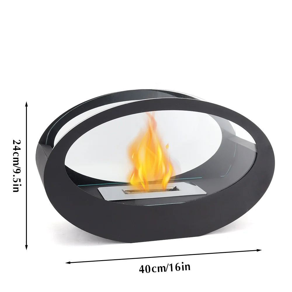 16x9.5"Black Metal Tabletop Fireplace(Currently available in Europe)-4