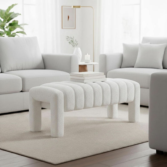Boucle Ottoman Bench 42.5 inches