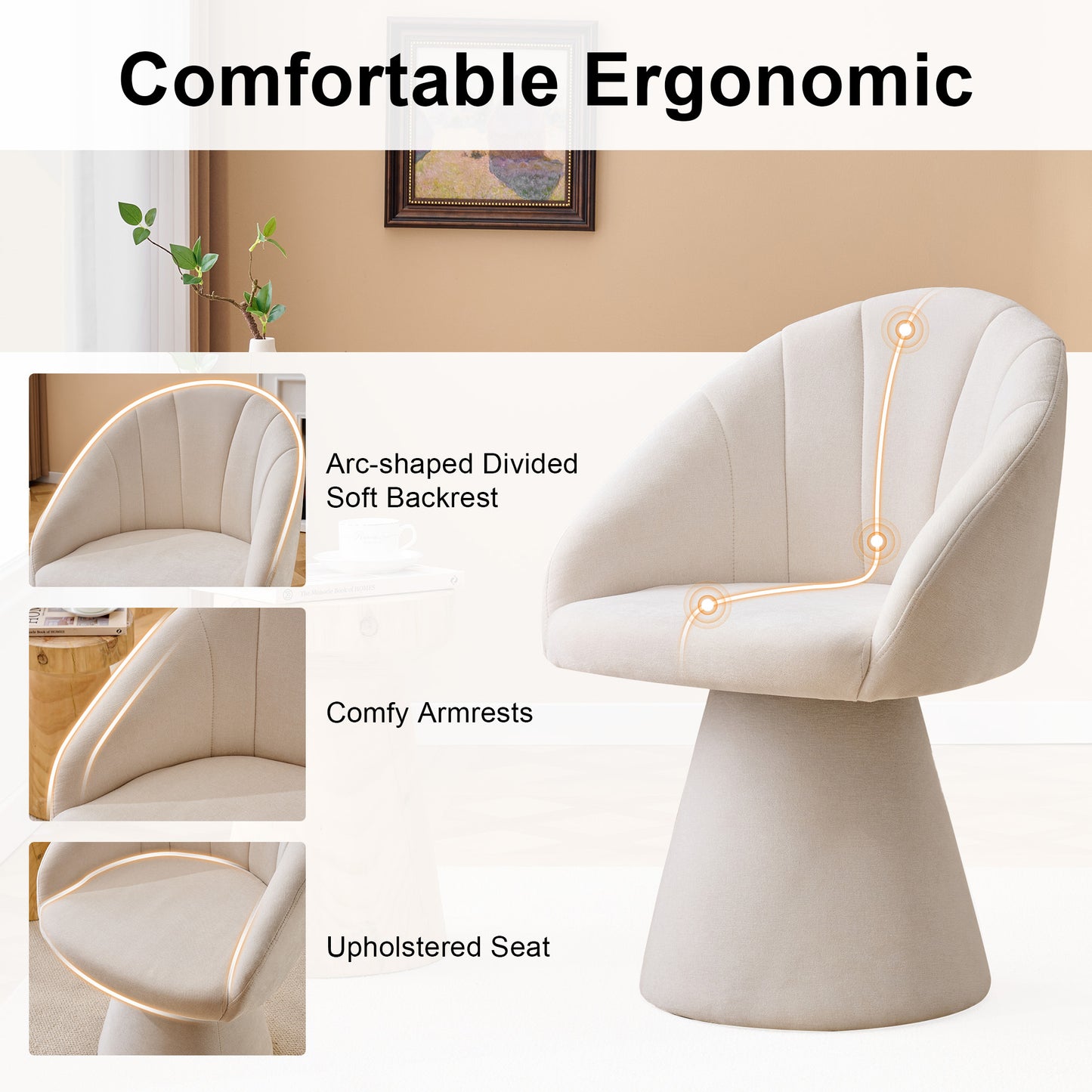 Chenille Fabric Swivel Accent Armchair