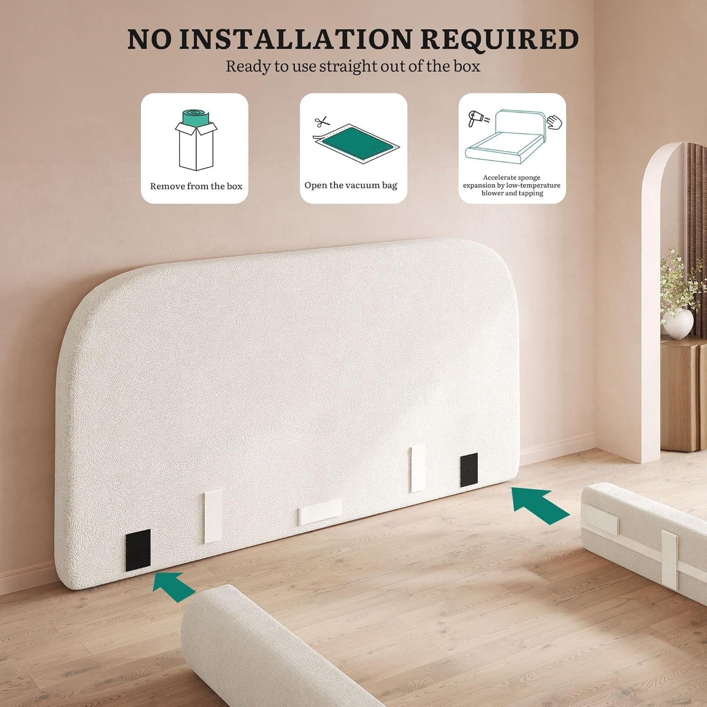 Luxurious King Velvet Upholstered Platform Bed Beige