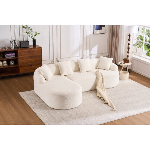 L COMPRESSION SOFA Combining Chaise Longue With 3-seater, Chenille Fabric