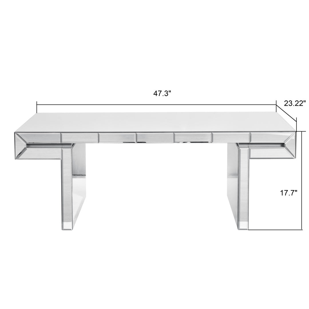 Crystal Coffie Table with Fluted Tempered Glass Light Luxury Style