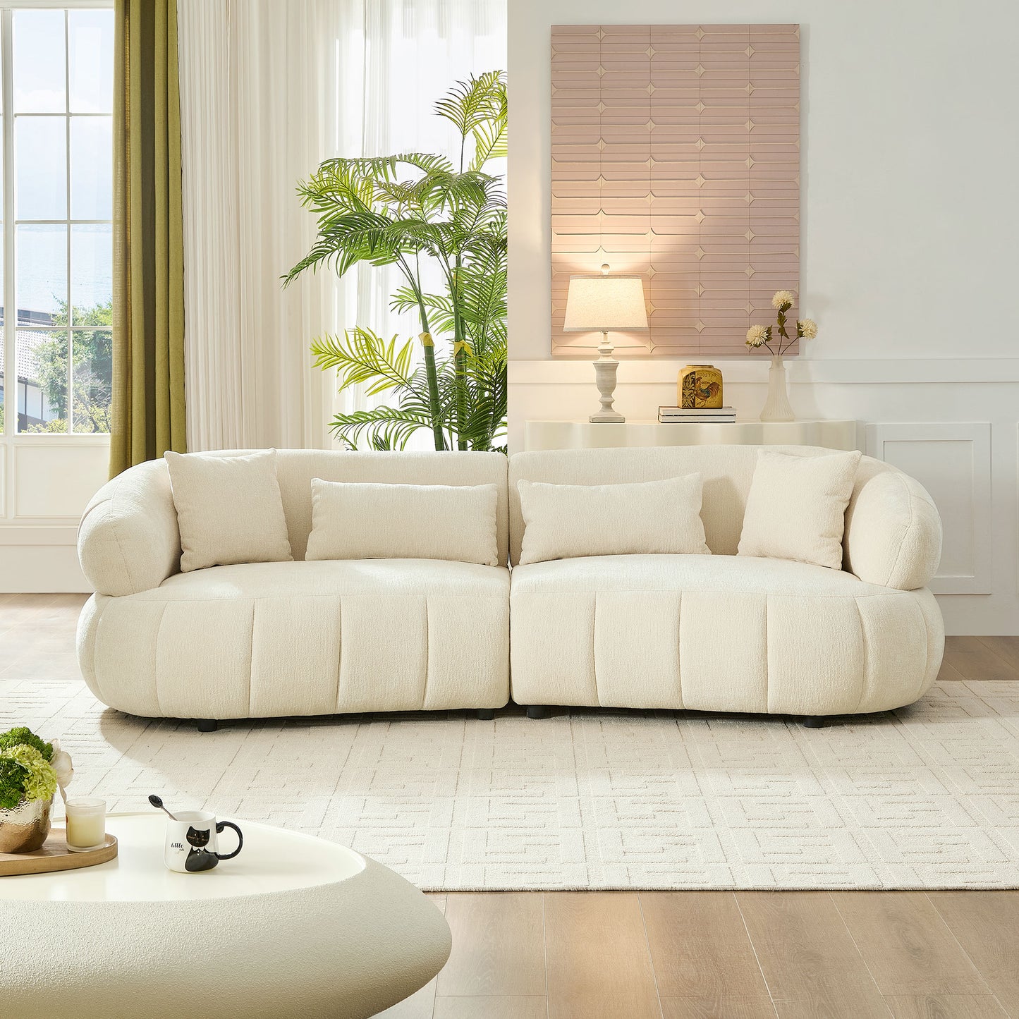 Modern Sectional Curved Sofa 4-Seat Comfy