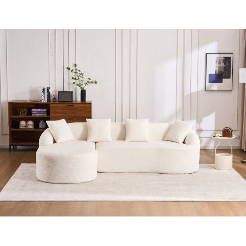 L COMPRESSION SOFA Combining Chaise Longue With 3-seater, Chenille Fabric