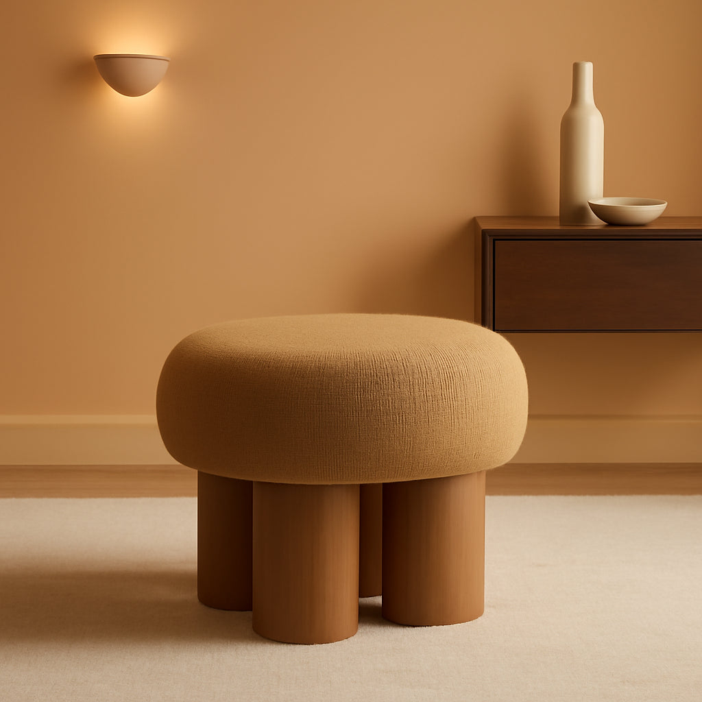 Brown Mushroom Stool Ottoman Footrest 16.54 Inches