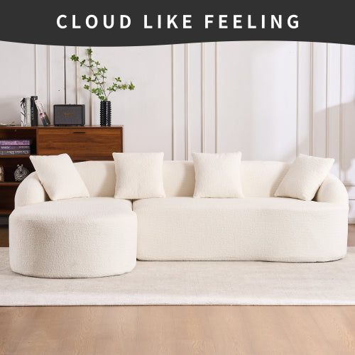L COMPRESSION SOFA Combining Chaise Longue With 3-seater, Chenille Fabric