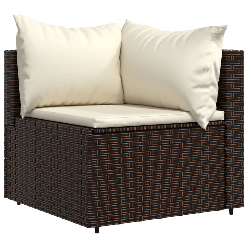 Patio Sofas with Cushions 2 pcs Brown Poly Rattan