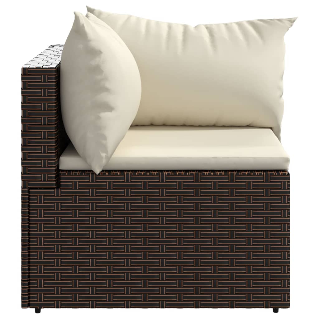 Patio Sofas with Cushions 2 pcs Brown Poly Rattan