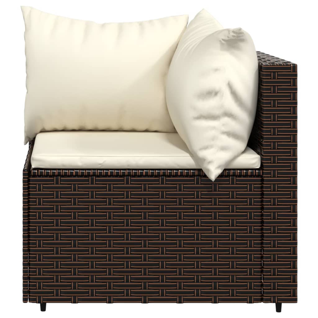 Patio Sofas with Cushions 2 pcs Brown Poly Rattan