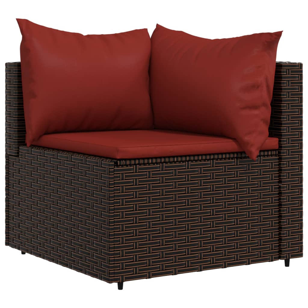 Patio Lounge Set 3-peice with Cushions Brown Poly Rattan