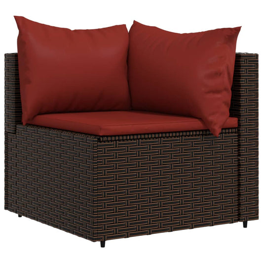 Patio Lounge Set 3-peice with Cushions Brown Poly Rattan