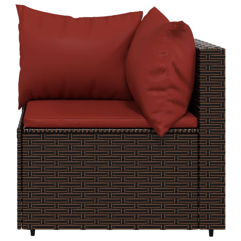 Patio Lounge Set 3-peice with Cushions Brown Poly Rattan