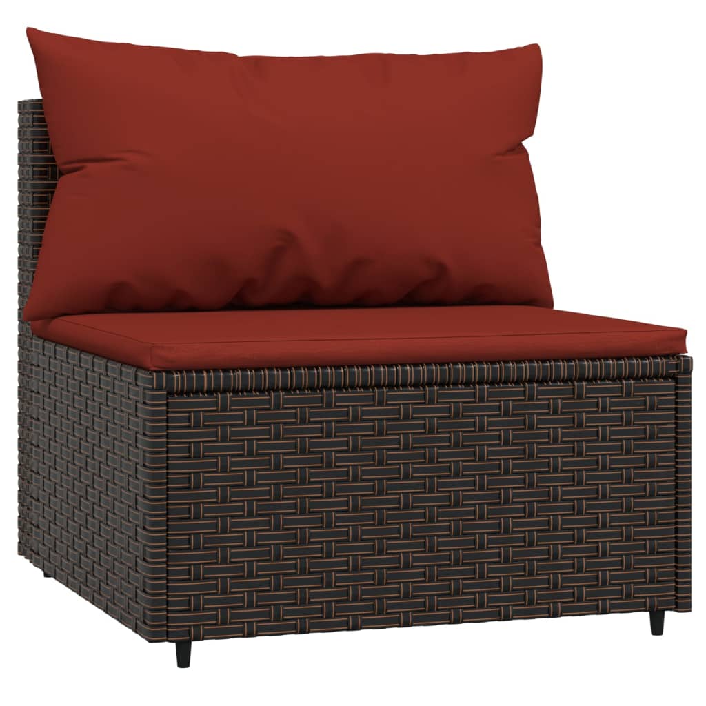 Patio Lounge Set 3-peice with Cushions Brown Poly Rattan