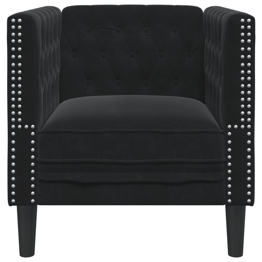 Chesterfield Sofa Chair Black Velvet