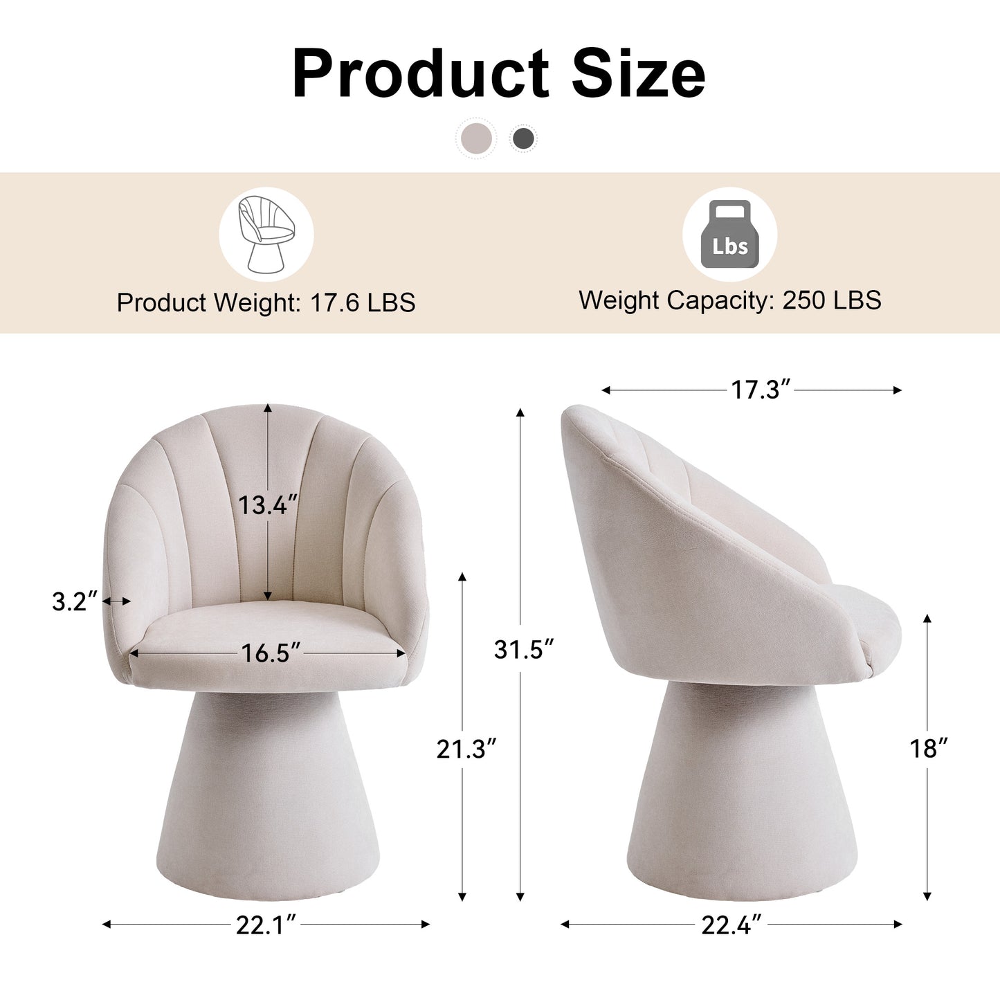 Chenille Fabric Swivel Accent Armchair