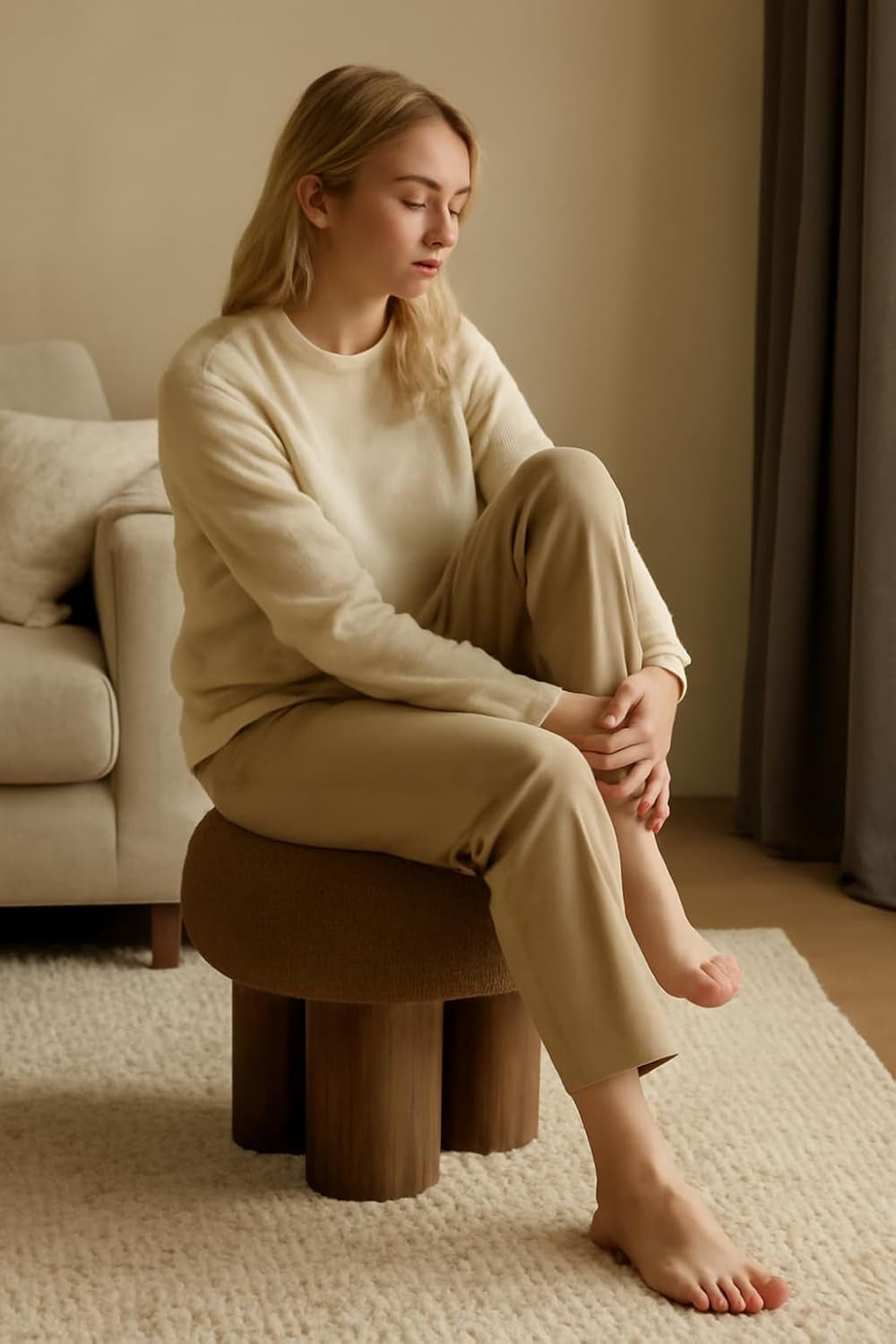 Brown Mushroom Stool Ottoman Footrest 16.54 Inches