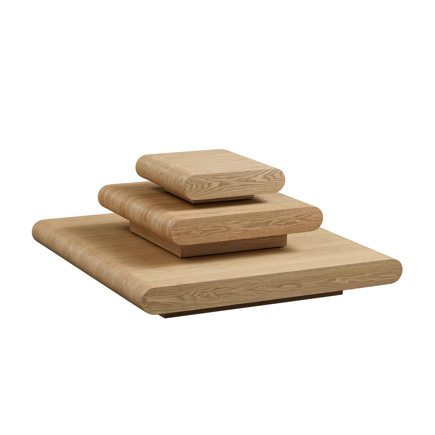 3-Piece Modular Stacking Coffee Table  Natural Wood Look, Mordern MDF Table Front Of The Sofa, 39.37 Inch Square Center Coffee Table For Living Room,No Assembly,Natural Color