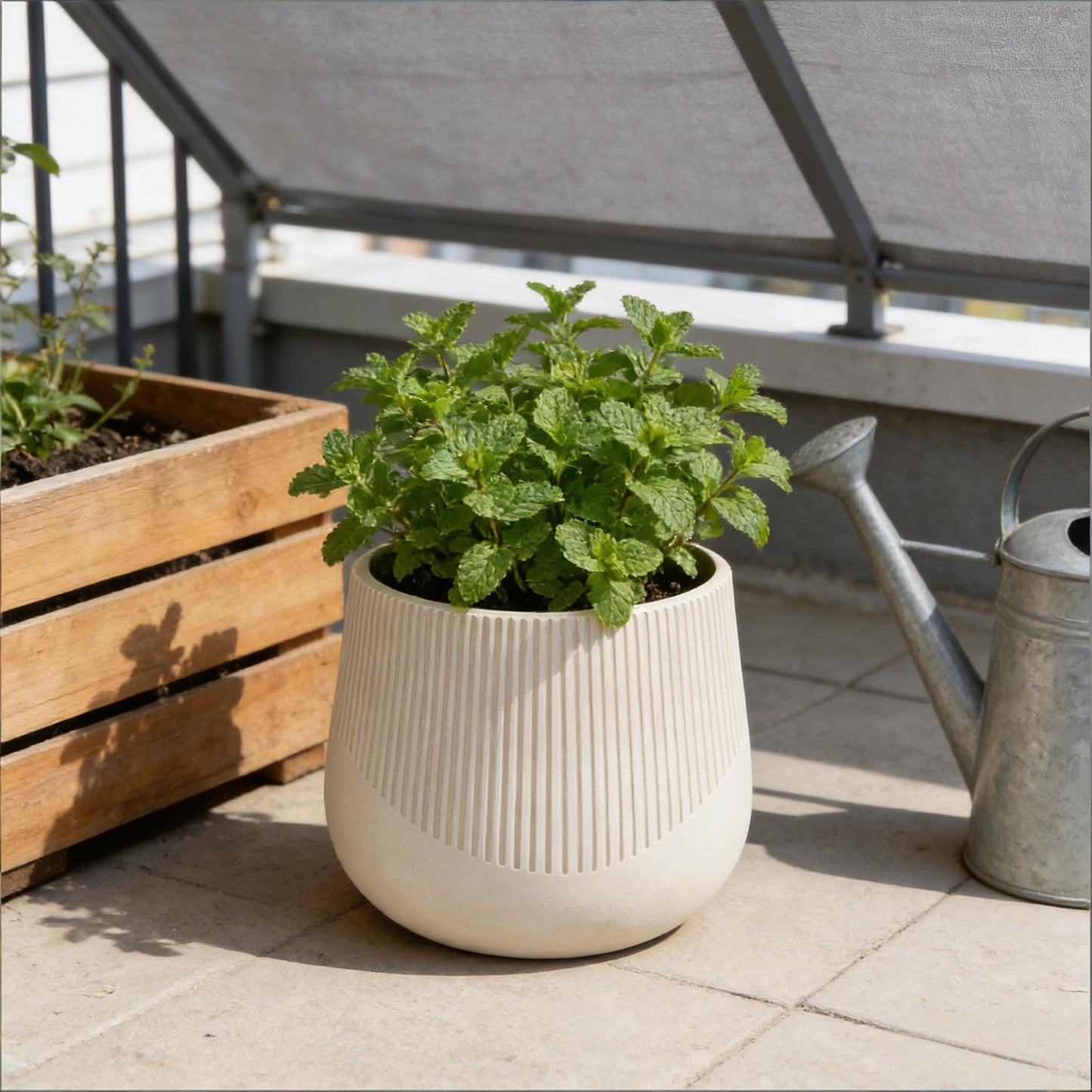 Large Outdoor Indoor Planter, Round Magnesium set of 3