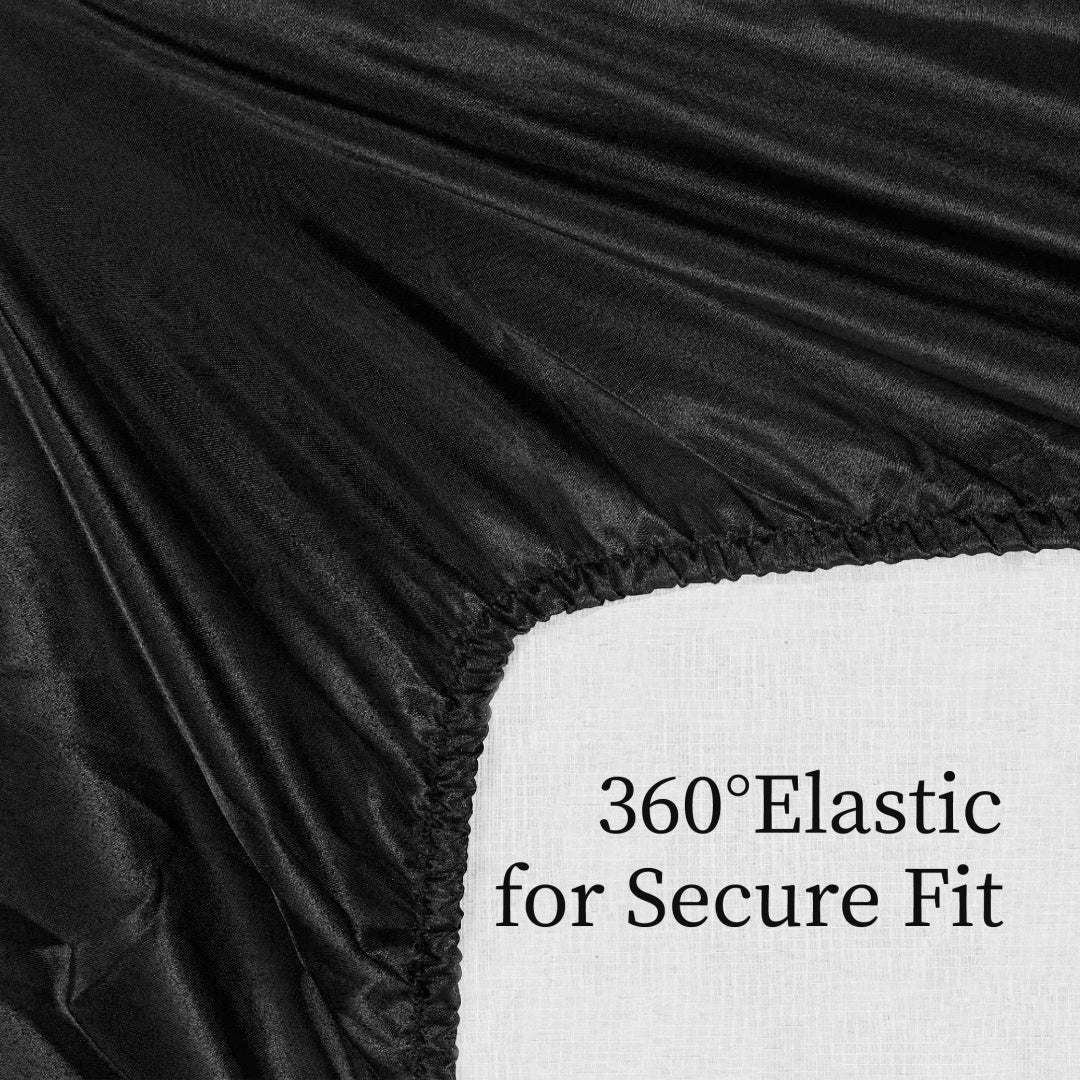 Satin Bed Sheets, Queen Size Sheets Sets Only, 4 Pcs Silky Bedding Set With 15 Inches Deep Pocket For Mattress Queen, Black