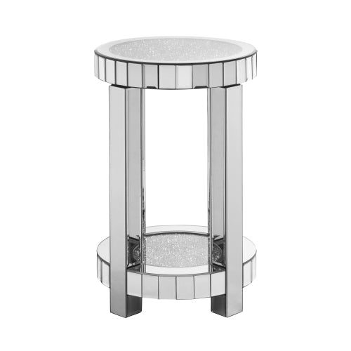 Crystal Inlaid Mirror Round Table