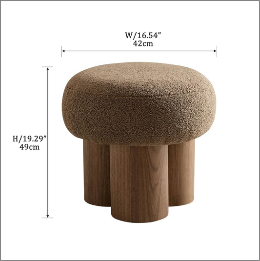 Brown Mushroom Stool Ottoman Footrest 16.54 Inches