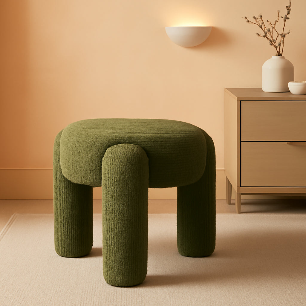 Boucie Upholstery 20.5 Rounded Moss Green Ottoman