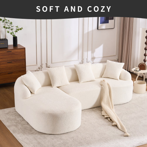 L COMPRESSION SOFA Combining Chaise Longue With 3-seater, Chenille Fabric