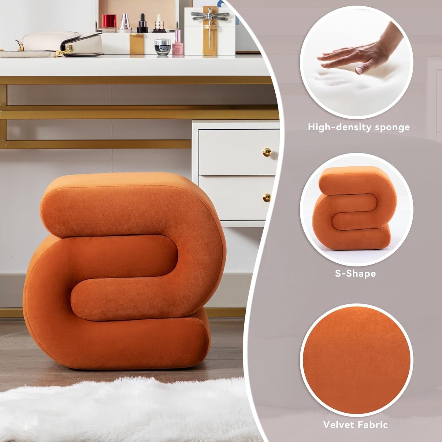 Contemporary Premium S Shape Ottoman Footstool