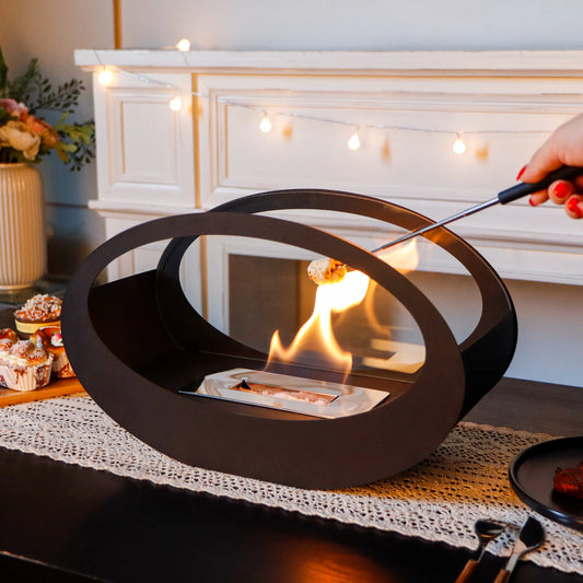 16x9.5"Black Metal Tabletop Fireplace（Currently available in Europe）-1